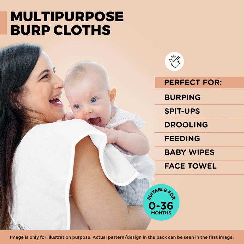 KiddyStar 5-Pack Organic Cotton Burp Cloths - Large, Ultra-Soft 3-Layer Towels for Burping, Shoulder & Hand Use, Highly Absorbent - Image 4